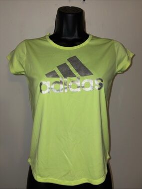 adidas Bright Neon Yellow Short Sleeve Logo Tee